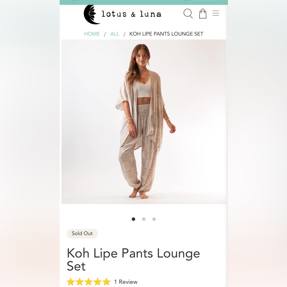 Lotus & Luna Koh Lipe Cream Yoga Set - Kimono and Harem Pants